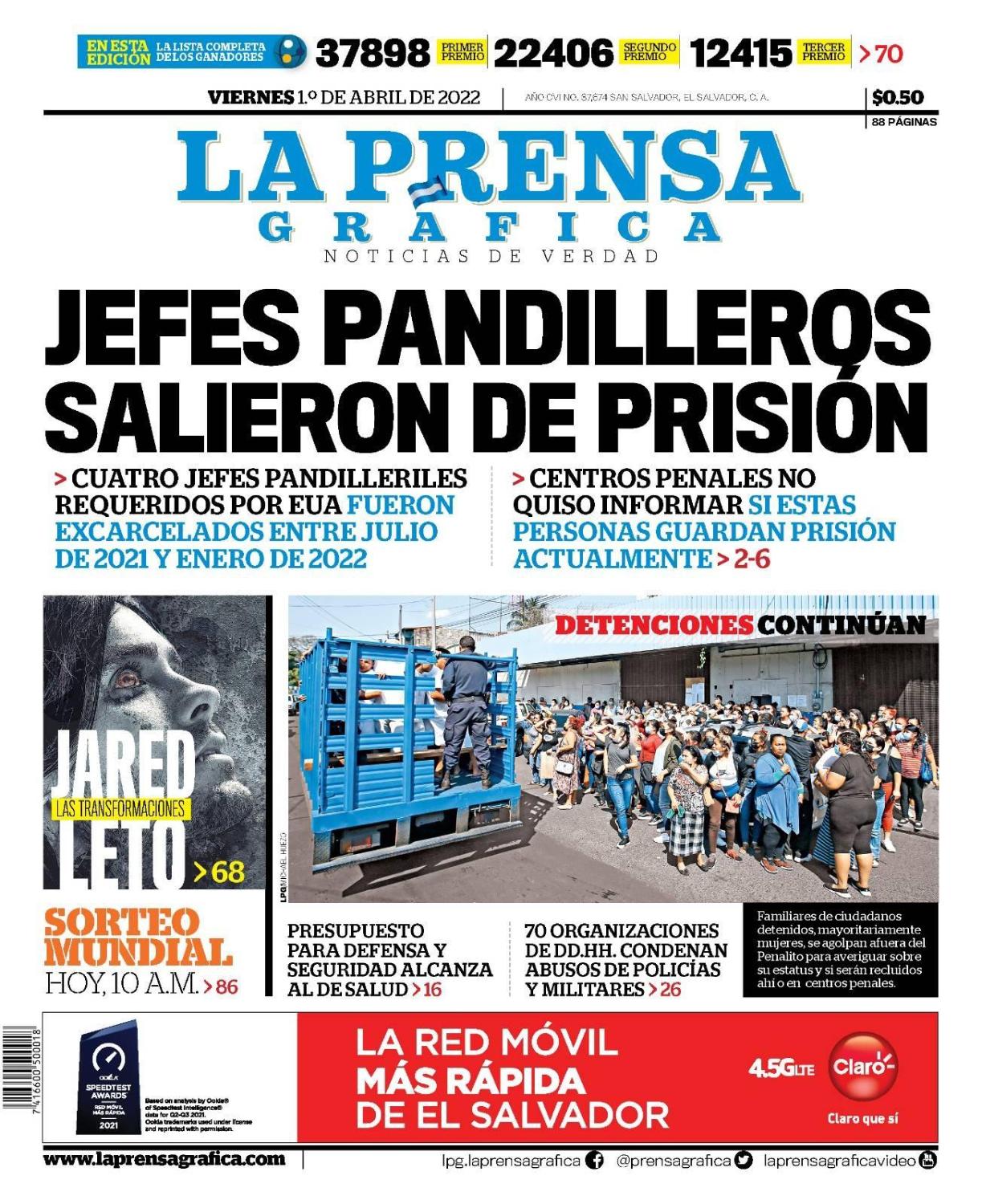 La Prensa Gráfica on X: Te compartimos la portada de LA PRENSA GRÁFICA  para este viernes 1 de abril de 2022. InfórmateConLaVerdad PortadaLPG  t.coWo7eE2Drjz  X