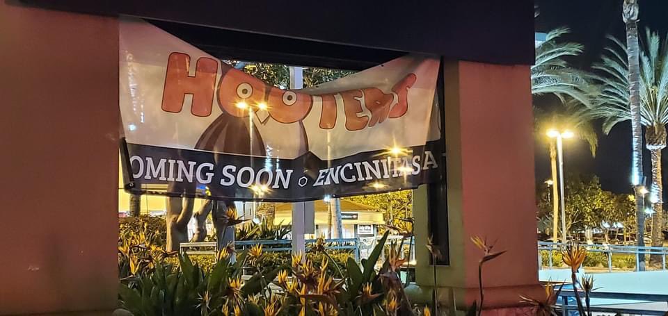 Hooters expanding to Encinitas CA.   Wow.   Not sure what to think besides I’ll eat some wings.   Made my nighttime dog walk interesting