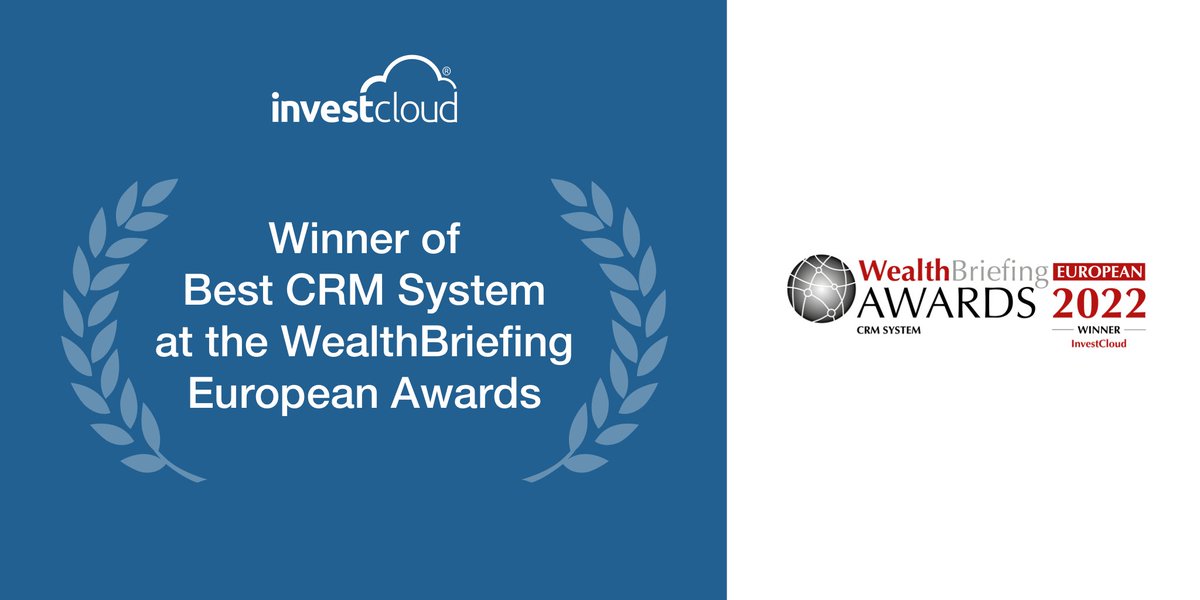 We are proud to announce that <a href="/InvestCloud/">InvestCloud Inc.</a> has won the award for the best #CRM system in the Wealth Management technology category at this years <a href="/WealthBriefing/">WealthBriefing</a> European awards. More here: okt.to/etKFUg

#wealthmanagement #fintech #wealthtech #awards