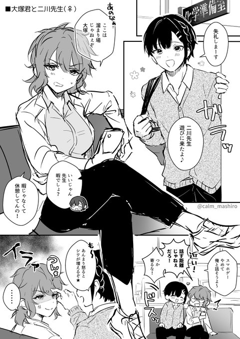 【性転換ネタ注意】エイプリルフールなので大塚君と二川先生♀ 