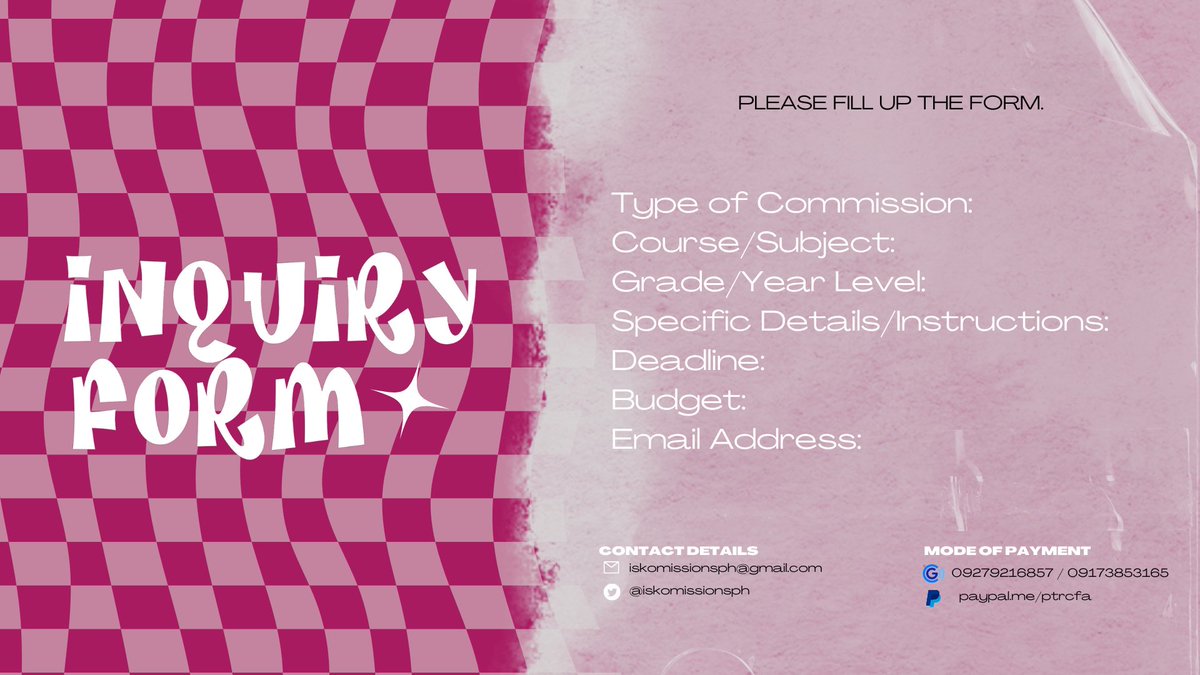 Struggling with your academic workload? Say less, dollface! 💋 We are H&amp;P and we’re here to help you in your academic endeavors! 

Check out our commission sheet below and DM us for more inquiries! 💌 

✧ Feedbacks: #HPFeedbacks
✧ Updates: #HPUpdates