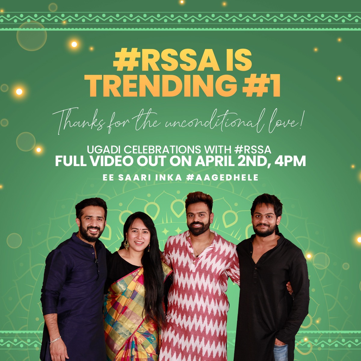 Yayyy!! Thanks to <a href="/LamaAnee/">Anee choreographer</a> <a href="/Sreeram_singer/">Sreerama Chandra</a> #ShanmukhJaswanth &amp; to each one of u fr ur love &amp; support…😇😍

Full video on Ugadi at 4pm 🤩
youtu.be/oSmiRQs9SrQ (Pls Subscribe)

#anchorravi #anchorravi_offl #rssa #aagedhele