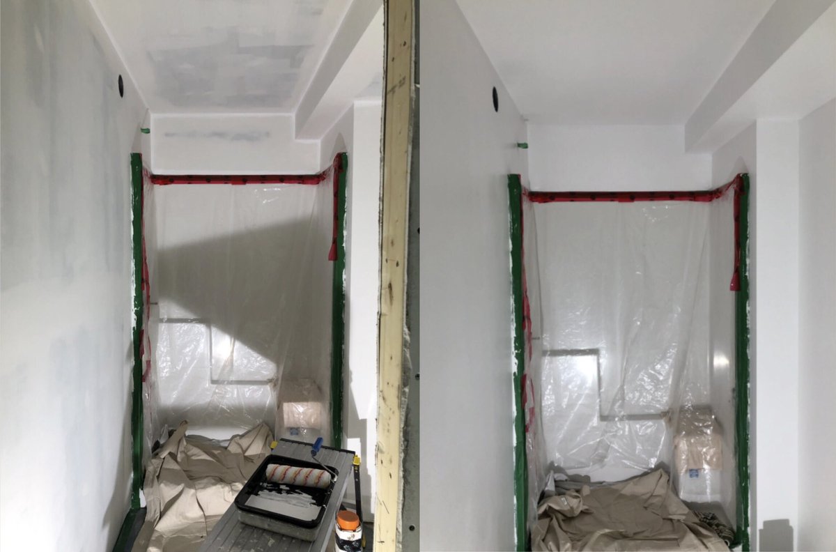 Basement update: First coat of paint done in the bathroom!