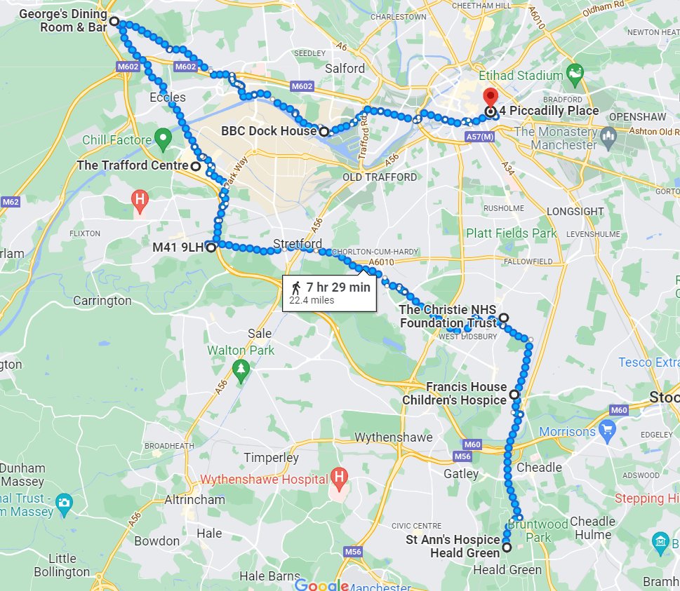 MartinFoster83's tweet photo. FINAL DAY OF 4: 100 MILE RUN FOR GM HOSPICES !!

@StAnnsHospice (Heald Green) > 2.8m > @FrancisHouseCH > 12.1m > Worsley > 7.5m > Piccadilly Place (NHS HQ) in central Manc = 22.4m

So close to the end now (sort of) and will be ecstatic when this is over! X
https://t.co/RwISOsQzPg https://t.co/nHgp4RWhlf