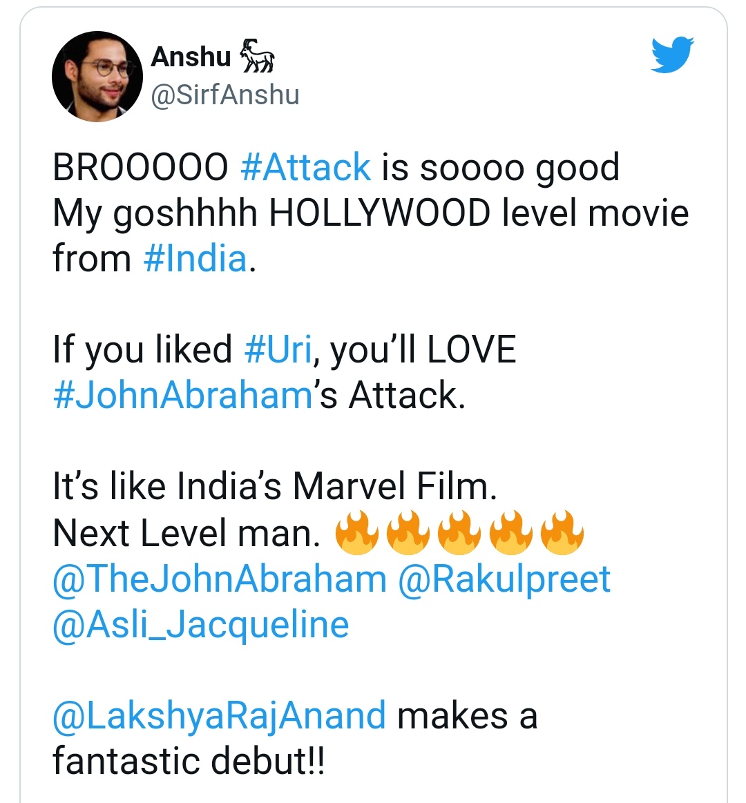 ChipkuMedia's tweet photo. Twitter Reviews #JohnAbraham's Attack, Calls it 'Hollywood Level, India's Marvel Film'
It also stars #RakulPreetSingh  and #JacquelineFernandez 
...
#bollywood #attack #attacktrailer #chipkumedia https://t.co/0fcdTJLZqs