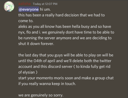 elysiansmp_'s tweet photo. just so you guys know if you haven't seen the discord. https://t.co/uhOzNWwmf0
