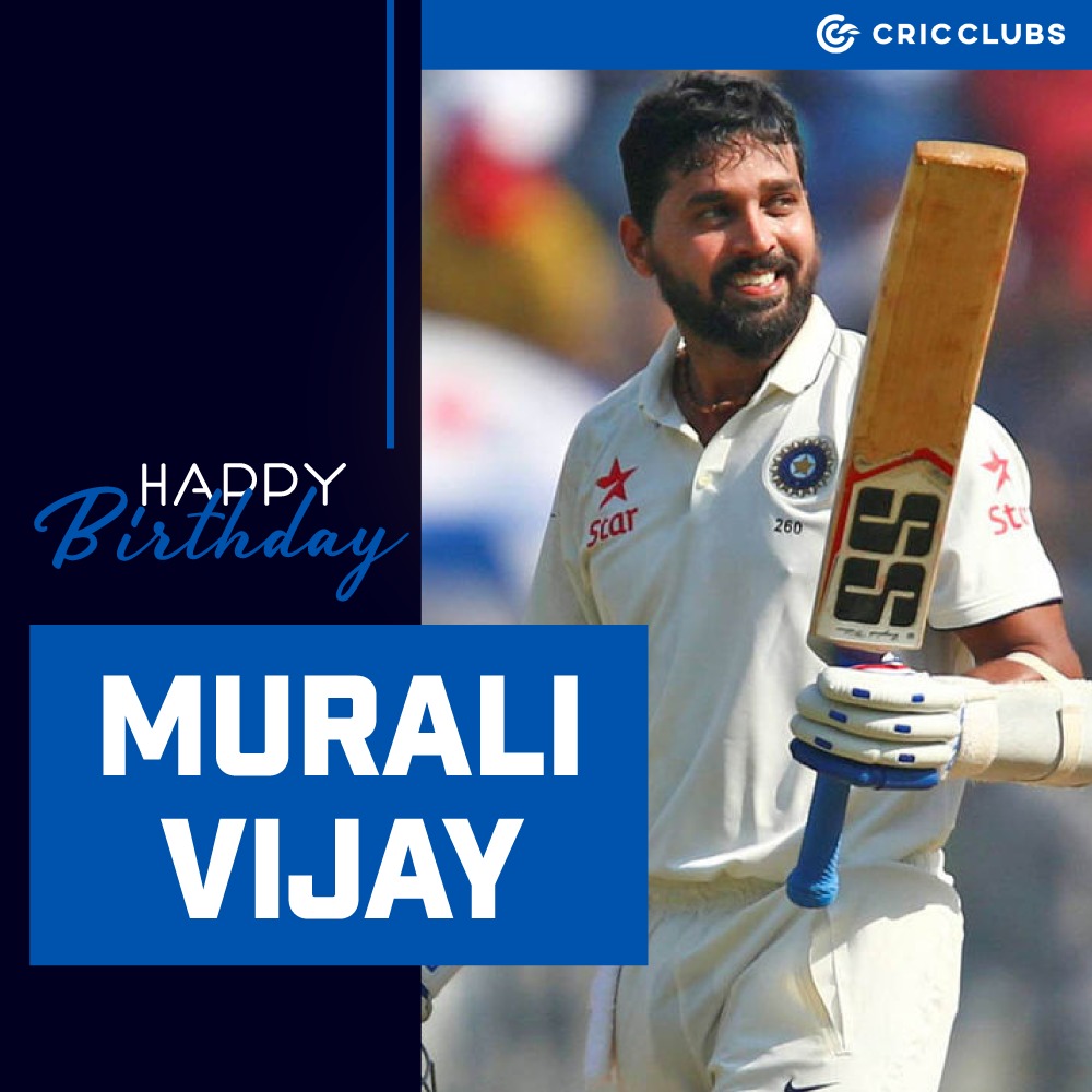 Here\s wishing the former Indian batsman \Murali Vijay\ a very Happy Birthday 