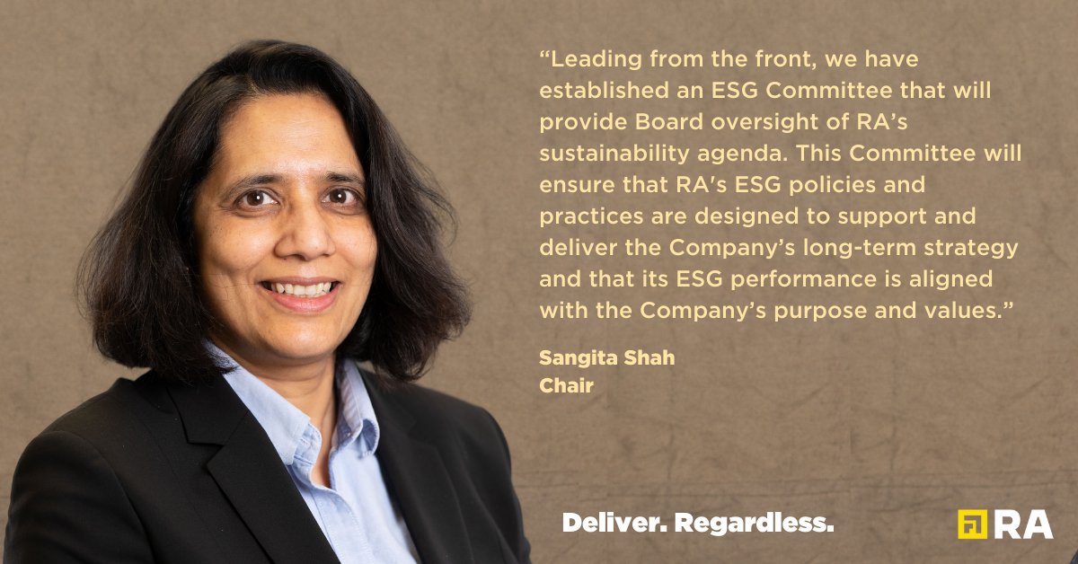 Integrating sustainability into overall corporate strategy is a crucial factor for success. Learn more about RA's sustainability governance here: lnkd.in/dCJE4vKf
#sustainability #strategy #success #GlobalGoals #SustainableLeadership #SutainableCompany #SustainableBusiness