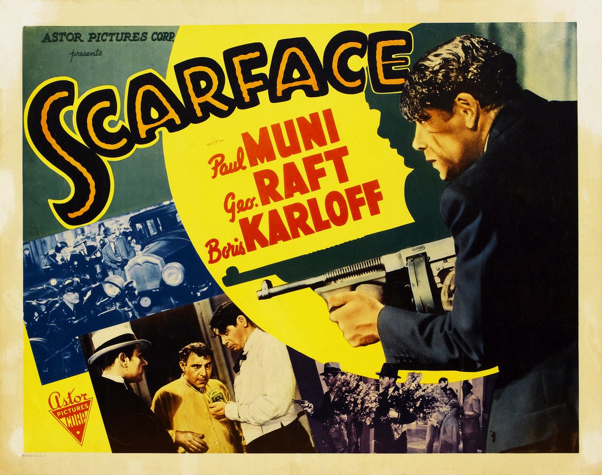 DayFilmHistory's tweet photo. Scarface was released on this day 90 years ago.

It was directed by Howard Hawks, and starred Paul Muni, Boris Karloff and George Raft.

In 2008, it was listed as one of the ten greatest gangster films of all time by the American Film Institute. https://t.co/loAkIcQM7z