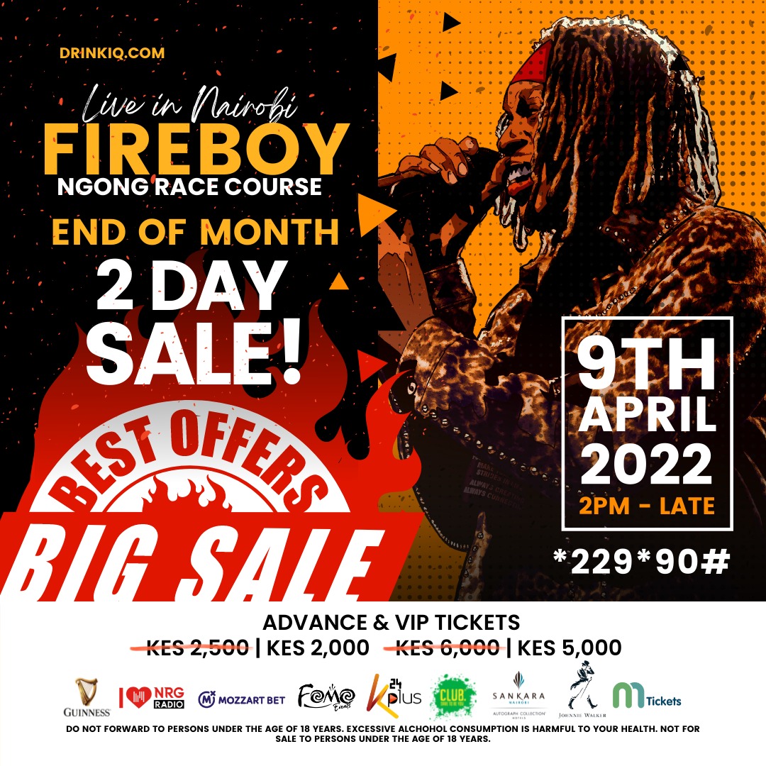 MticketsEvents_'s tweet photo. Happy Friday.. it's a new month!

Great Mood, good vibes only from @Fomo_ke for the @fireboydml concert   on 9th April . 2 days sales, you don't wanna miss in Action. Visit https://t.co/OZzpwyAJmH to get your tickets now.

 #FireBoyByFomoKE https://t.co/V3njSXBTvi