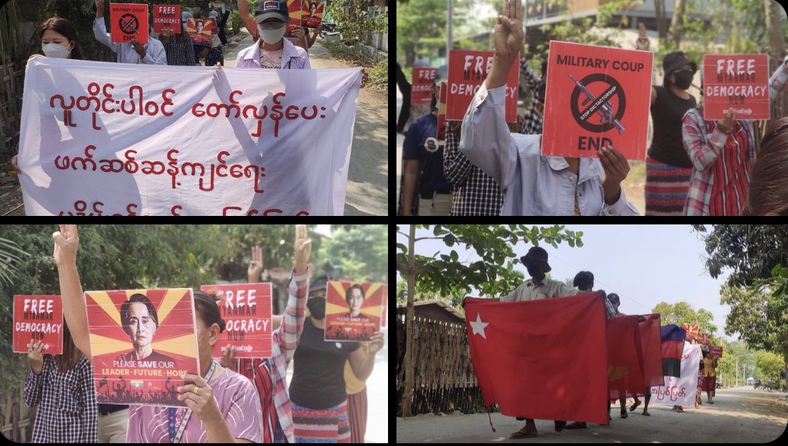 Pro-democracy residents of Kale, staged a candlelight strike to defy military rules amidst tight security. They vowed to fight the fascist regime.  #2022Apr1Coup #WarCrimesOfJunta #WhatsHappeningInMyanmar