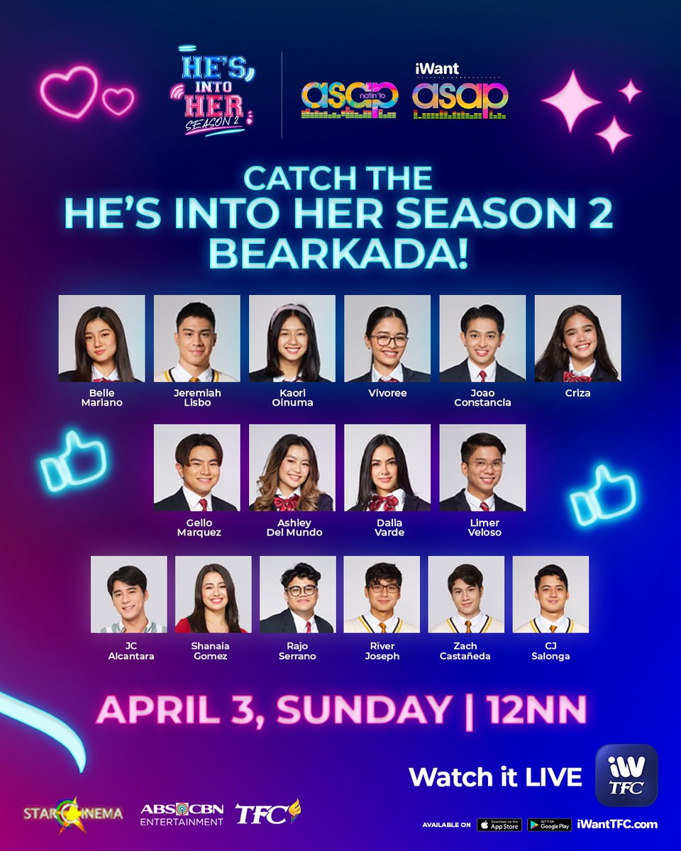 ofc_iwant's tweet photo. It's gonna be the best Sunday party kasama ang #HesIntoHerSeason2 sa ASAP Natin 'To and iWant ASAP! 💙❤️
Watch it LIVE via the Kapamilya Channel on iWantTFC this APRIL 3! See you!

@StarCinema @ABSCBN @iwantasapofc @ASAPOfficial https://t.co/kpCF0qB0GD