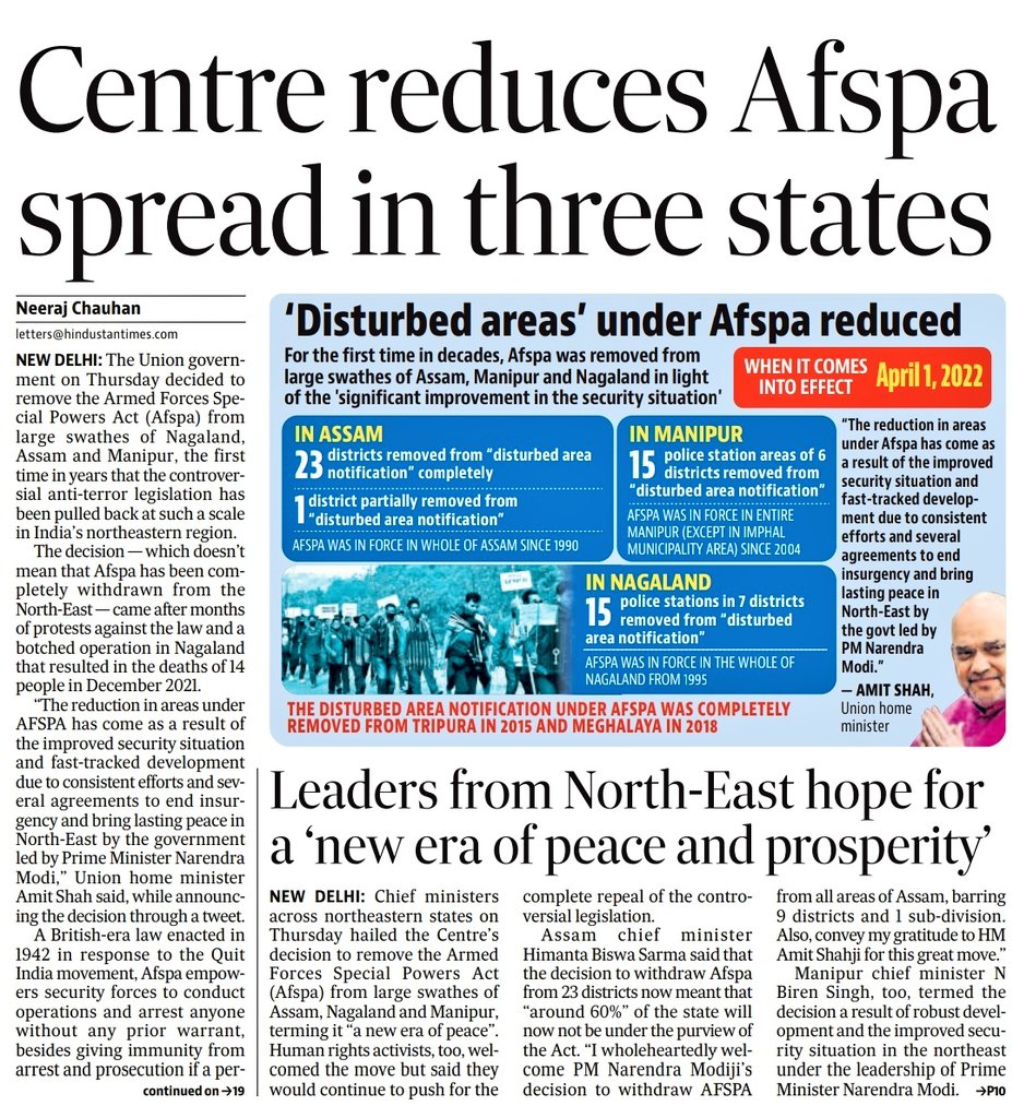 Anisha_Annamala's tweet photo. AFSPA largely removed from Nagaland, Assam and Manipur.

#AFSPAScaledDown #AFSPA https://t.co/HqEGcacfKK