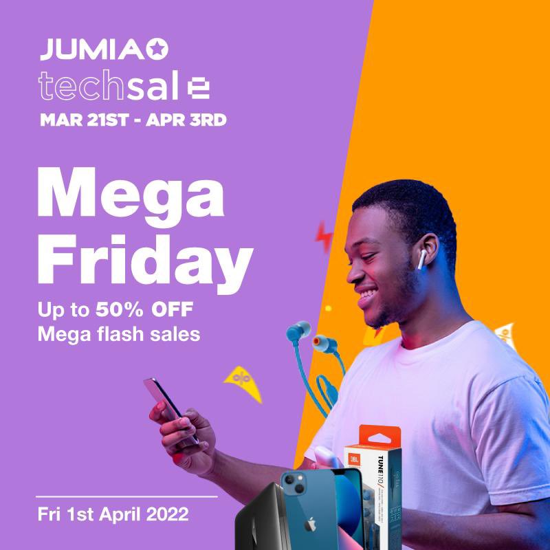 nbstv's tweet photo. The @JumiaUG’s Mega Friday is on today.
Enjoy up to 50% discount on mega flash sales via; https://t.co/46tRGAlUhc.
#JumiaTechSale #JumiaTechHack https://t.co/2aDYDLDYGX