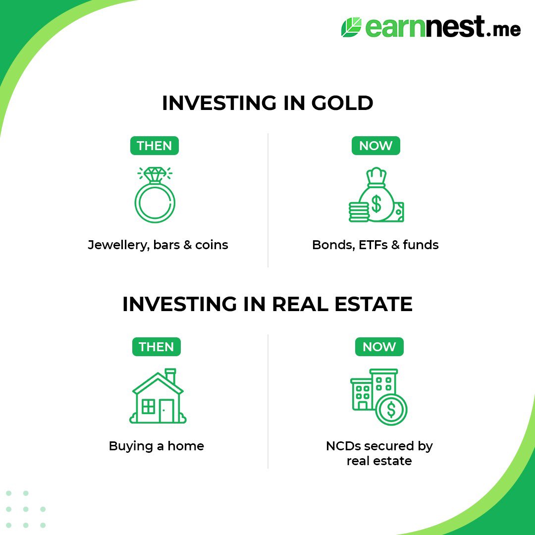 earnnest_me's tweet photo. Today, gold investors look beyond jewellery to options like bonds, ETFs, etc., because they offer better flexibility, returns &amp; tax benefits. Why not apply this approach to real estate too? Look beyond homes &amp; choose NCDs secured by real estate to grow your wealth smarter! https://t.co/NhD96CLEiW