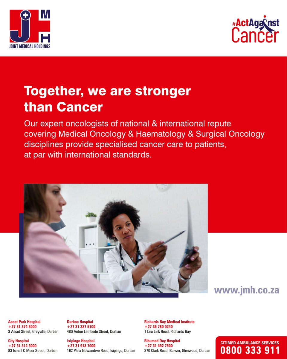 JointMedicalHol's tweet photo. The human spirit is stronger than anything can happen to it. With the best Oncologists, we provide specialized cancer care to patients for a speedy and full recovery.

#Actagainstcancer #JMH #JointMedicalHoldings #Fightforcancer #Healthcare #Standstronger https://t.co/HPJjuAtkTx