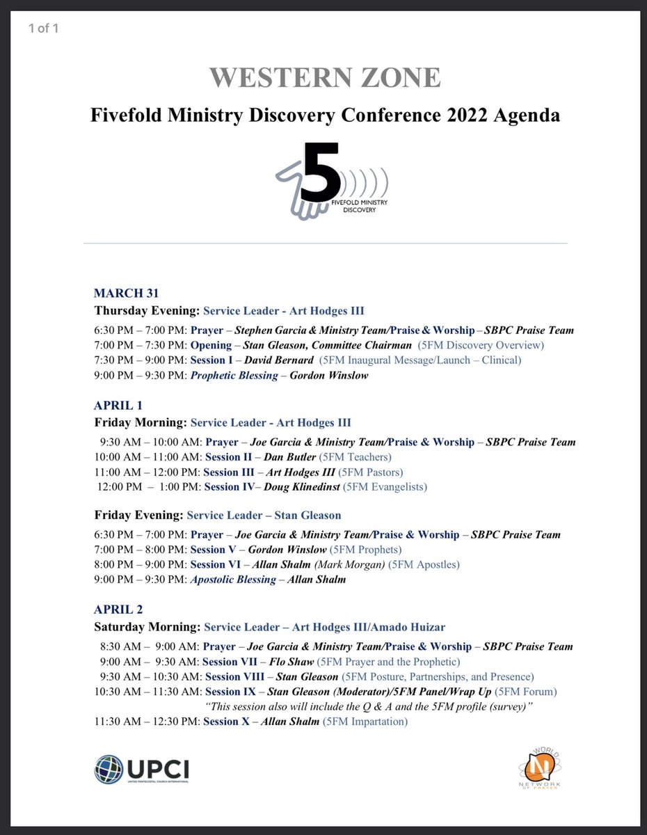 AHodges3's tweet photo. What a great Thursday opening night to “Fivefold Ministry Discovery Conf” w Assist. Gen. Supt. Stan Gleason, Gen. Supt. David K. Bernard, Gordon Winslow, and Doug Klinedinst bringing Word &amp; Spirit 🔥

https://t.co/us9TOZCHjd https://t.co/j7KqbHkF8F