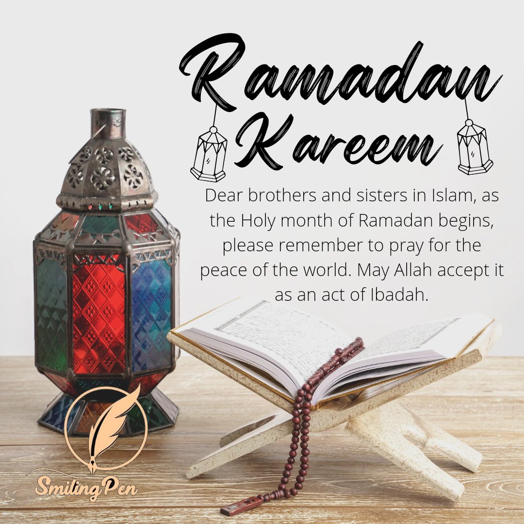 SmilingPen's tweet photo. Ramadan Kareem to all Muslim faithfuls.
Remember to always pray for the world, preach love, and promote peace🤍❤.
#ramadan #ramadan2022🌙 #smilingpen https://t.co/IzKUHTifct