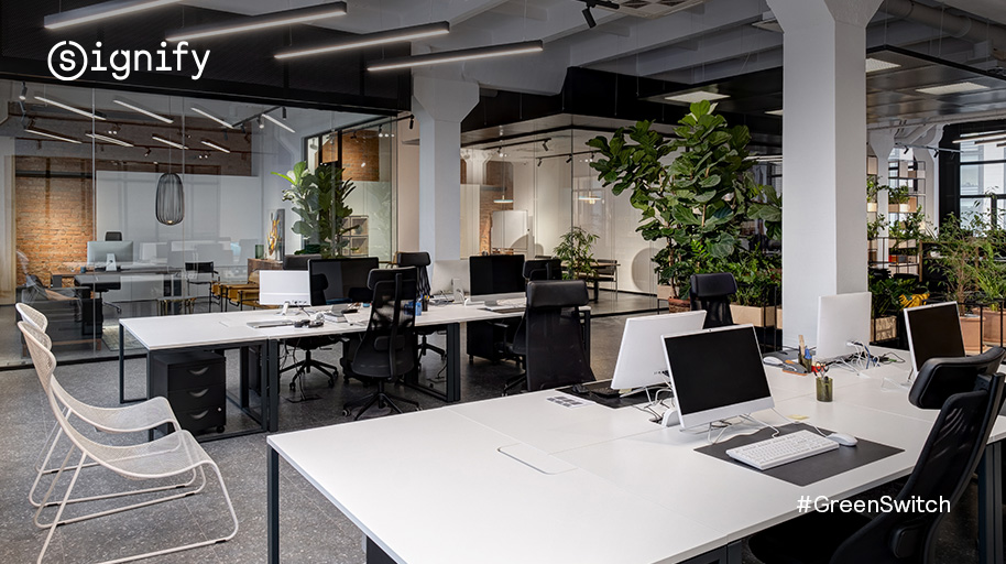 SignifyCompany's tweet photo. Connected systems support hybrid working styles, but crucially also make buildings more eco-friendly. Smart lighting ensures your lit environment is smart, connected, and sustainable.
Read more 👉 https://t.co/0qJ6DpDlbK
#ConnectedOffice #Digitalization #GreenSwitch https://t.co/VU2SnpxaZL