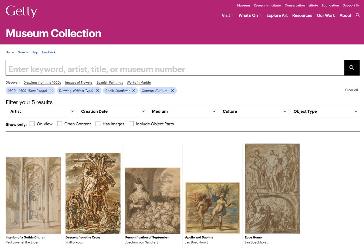seeksanusername's tweet image. Le @GettyMuseum publie une nouvelle version de ses collections en ligne:
&amp;gt; nvelle interface
&amp;gt; mise en place d&apos;#API (réponse en #jsonld à la sauce #linkedart) + #sparqlendpoint + manifest #IIIF
#GLAM