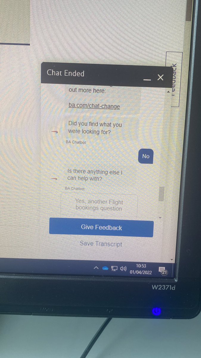 ShanaGupta's tweet photo. @British_Airways can’t get any sense out of your robot and can’t reach anyone on the phone - please help https://t.co/qgNzQl1sCF