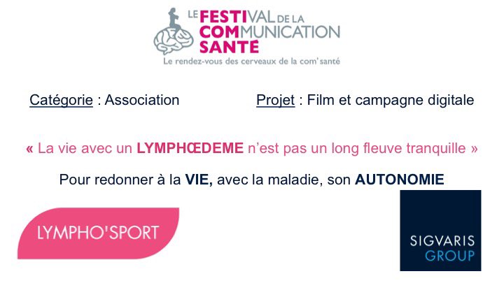 Notre projet en compétition au <a href="/FestiComSante/">Festival de la Communication Santé</a> avec <a href="/sigvarisgroupfr/">SIGVARIS GROUP France</a> qui parle de la vie avec un #lymphœdeme post #cancer. Présenté depuis mon 🛌 car c’est ça aussi #patient atteint d’une #maladiechronique