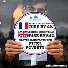 Aujourd'hui  au Royaume-Uni  les tarifs  d'énergie  augmentent de 54%! 
 
En France  (merci  #EmmanuelMacron ) c'est  limité  à  4%