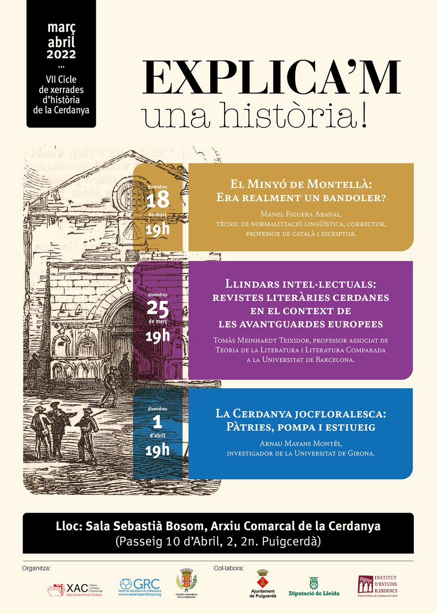 ArnauMayans's tweet photo. Avui, a Puigcerdà, relacionarem la Cerdanya jocfloralesca amb els nacionalismes, la pompa i l'estiueig. Perquè, tal com diu Casacuberta, «estudiar un fenomen com els Jocs Florals implica abordar l'estudi de la literatura catalana en clau ideològica i en termes socioculturals». https://t.co/sAG4EbVqQ6