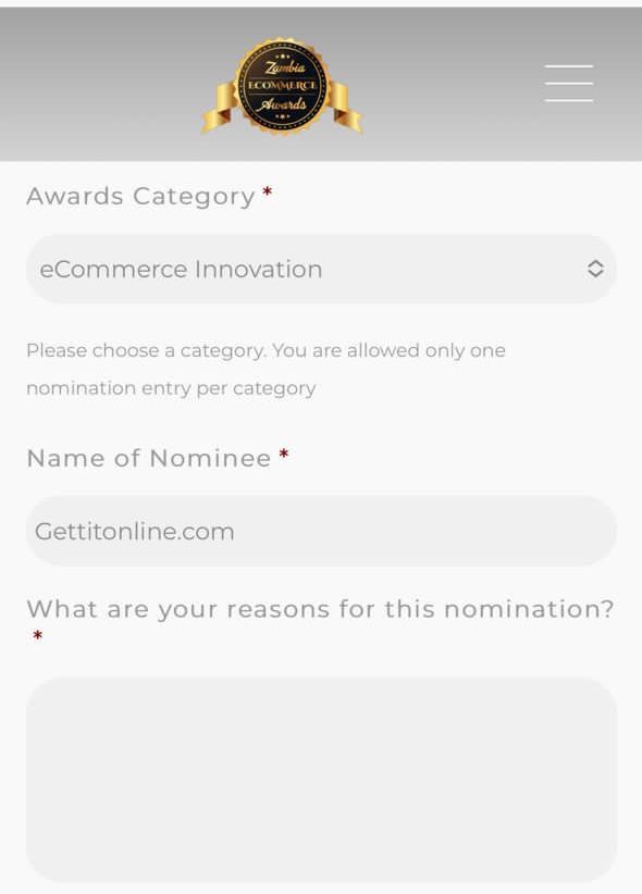 Kindly nominate our partners @gettitonline for the Zambia Ecommerce Awards by clicking the link below… we appreciate your support 🙏🏿

eafricaexpo.com/2022-nominatio…