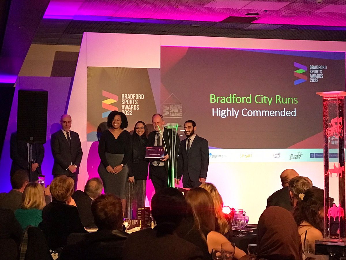 LauraLiddon's tweet photo. Well done to everyone who was recognised for their success over the last year at the @Active_Bradford Sports Awards. It was a great evening! 
Our teams were recognised for @BDCityRuns (makes dancing in the rain worth it!) and the #haf2021 Summer of Fun. https://t.co/xAl9uIaft3