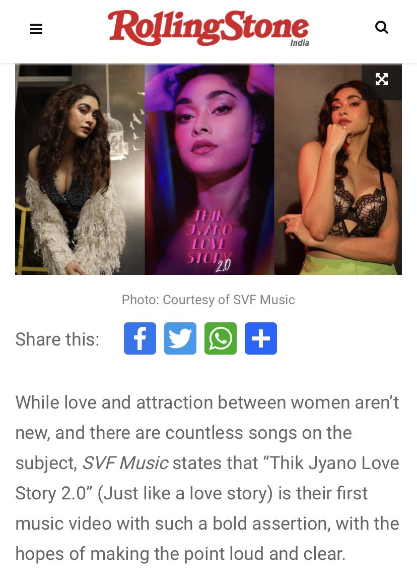 SVFMusic's tweet photo. "#ThikJyanoLoveStory🌈 2.0 is a coming-of-age song that speaks of love, falling in love, and normalizing love: love that transcends gender constraints"
Read More: https://t.co/PvxzDslOJM
@RollingStone #TJLS @ArinArindom @pramukho #MadhurimaDutta @Hoodanmejo @iammony https://t.co/xWMqaM7weK
