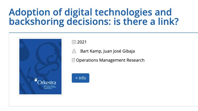 orkestra's tweet photo. #Backshoring is a rare phenomenon. This paper published by @Kampetitiveness and @jjgibaja finds that it is questionable whether there is a correlation between the adoption of digital technologies in home-based #manufacturing sites and backshoring. ➡️https://t.co/fZJOf2l4RX https://t.co/TklBEzZrxq
