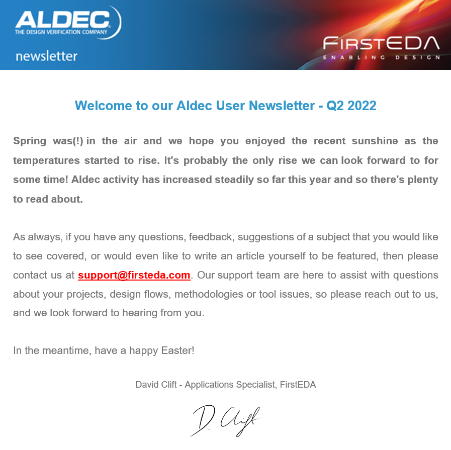 FirstEDA's tweet photo. Aldec User Newsletter - Q2 2022 - https://t.co/ls4tpY7Z9R https://t.co/NPyXEwFjcD