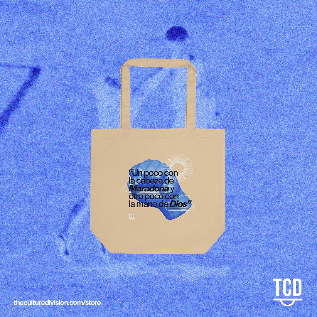 theculturedivis's tweet photo. Dios' Mano. 

To honour its place in footballing folklore, as well as the infamy of the man who said it, we’ve made it the centrepiece of the latest edition to store: the ‘Dios' Mano ‘ tote. 

Available now. 

Standard → https://t.co/7lYAeil1yS
Grande → https://t.co/otapjBqs4F https://t.co/5Z8og35Wsl