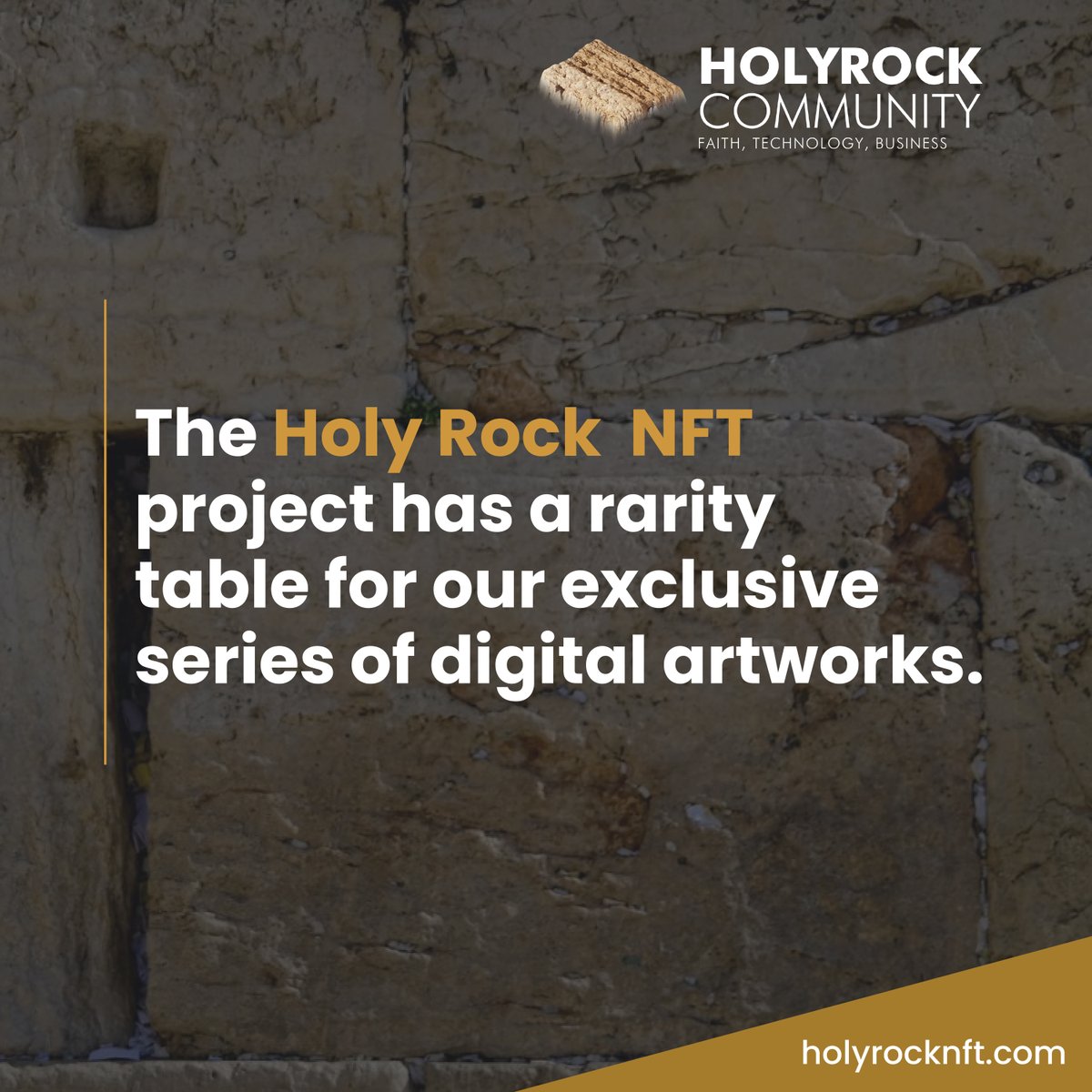 holyrocknft's tweet photo. The #HolyRock 🪨 #NFT project has a rarity table for our exclusive series of digital artworks. 👇

These are exact digital replicas of stones from the Western Wall – the holiest place where Jewish people pray. 🙏

Own a piece of Jewish history. Only available on OpenSea. https://t.co/YESAHcnvUw