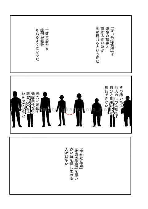 運命の相手同士に赤い糸が見える世界での、夫婦の話① 