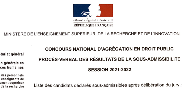 leblog_da's tweet photo. Concours national d'agrégation en droit public - Publication de la liste des candidats sous-admissibles : https://t.co/uY0TZTxoWm https://t.co/xzTJ3MbbaX