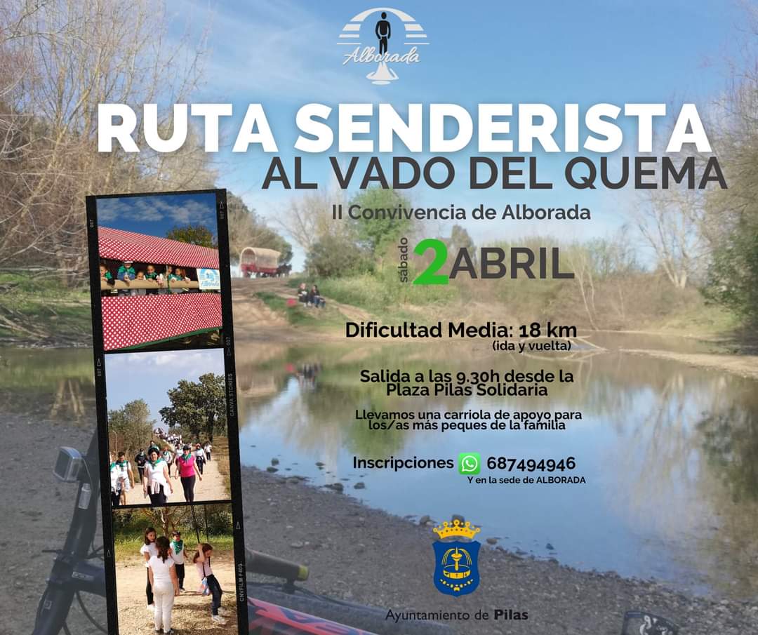¡Sin planes para mañana sábado! Te proponemos uno muy molón 😉👇

¡Vente a la ruta de senderismo y convivencia en el Vado del Quema de Alborada! 🎋🌺🐇 

📅 Sábado 2 de abril 
🔴 Inscripciones ▶️ 687494946

#FelizFinde #Naturaleza #Doñana #Senderismo #Convivencia #Alborada