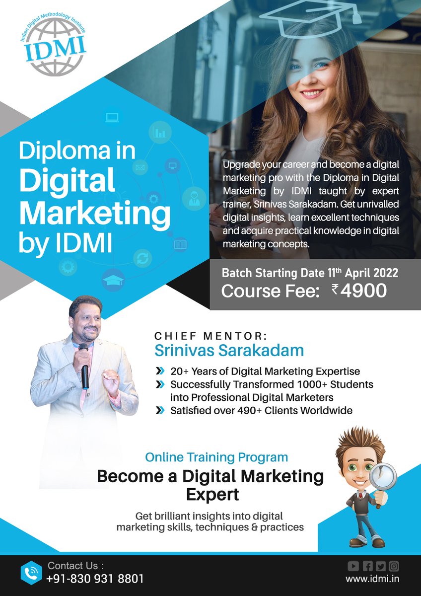 IdmiOfficial's tweet photo. Get trained by the top digital marketing professionals in the industry and take your career to new heights with @IdmiOfficial .
For more details: - https://t.co/eXWwl7pPmq
#digitalmarketingcourses #seoexpert #paidmarketing #SMM #emailmarketing #trainingcourses #IDMI https://t.co/JOhU7RwEpx