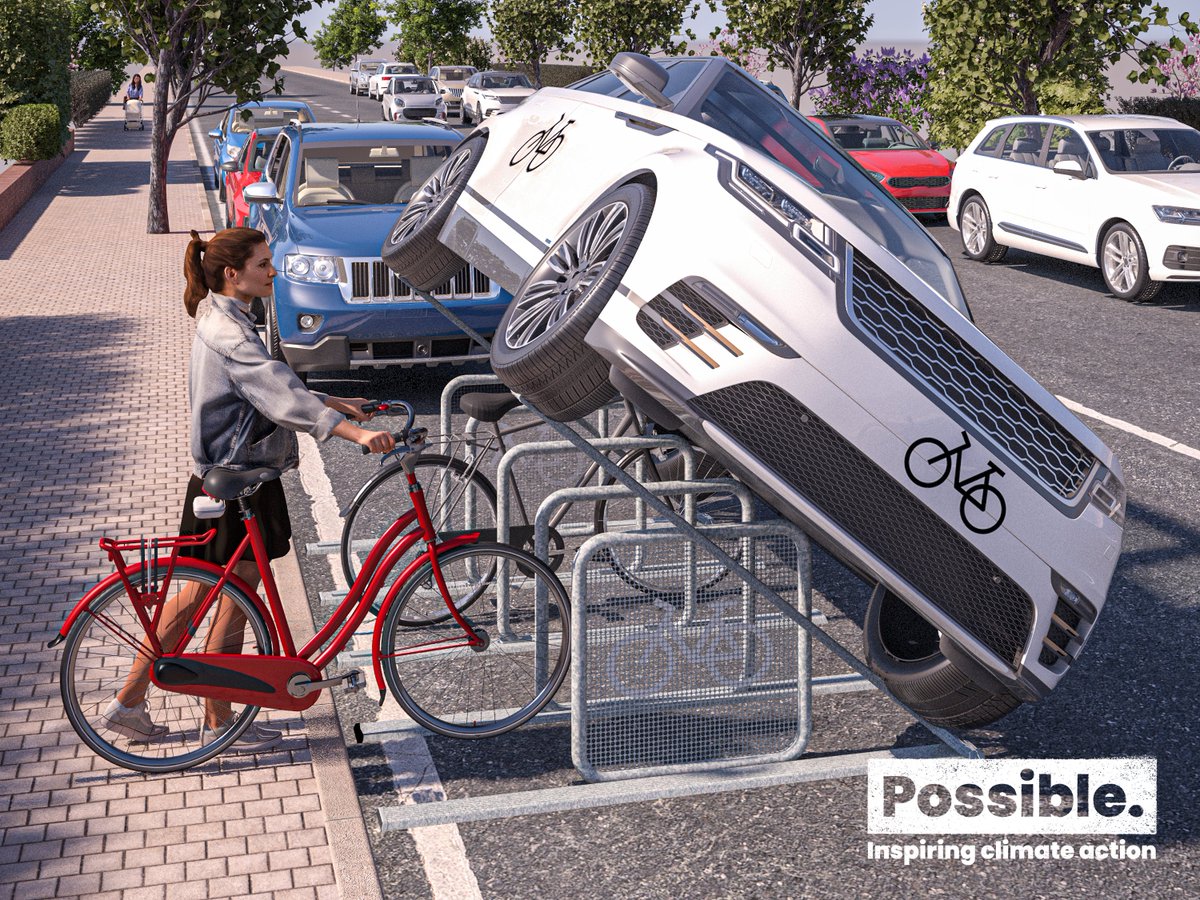 Don't want to disrupt our car dominated landscape with cycle storage? 

Try the all-new CAMO-HANGAR©️ from Possible!

✅Blends in with all other SUVs
✅Won't trigger anti-cycling sentiment
✅Only pay for parking 1 car a year instead of 5 bikes