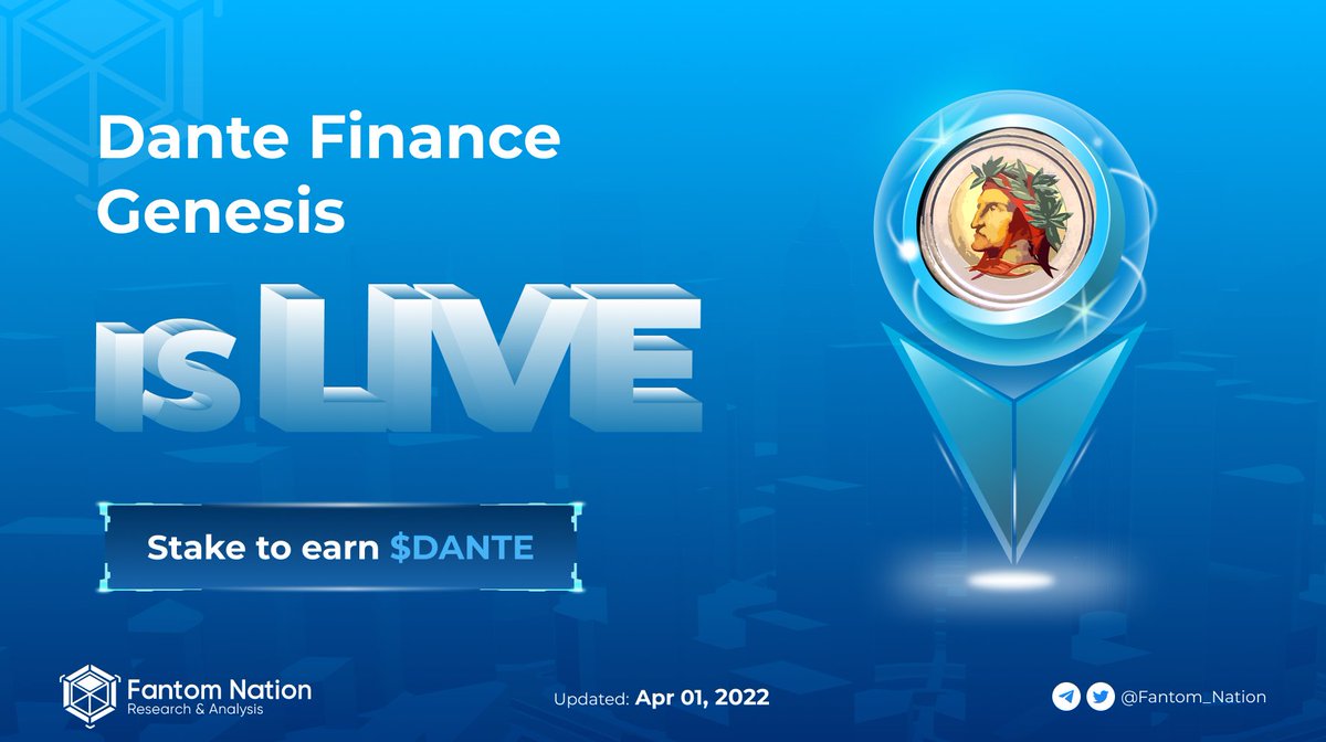 SonicNation_'s tweet photo. Great!!!
Dante Finance genesis is live!
Ready to Stake to earn $DANTE ๐ฅ
#Fantom #FantomNation #crypto #blockchain https://t.co/vNWlHbf8iV