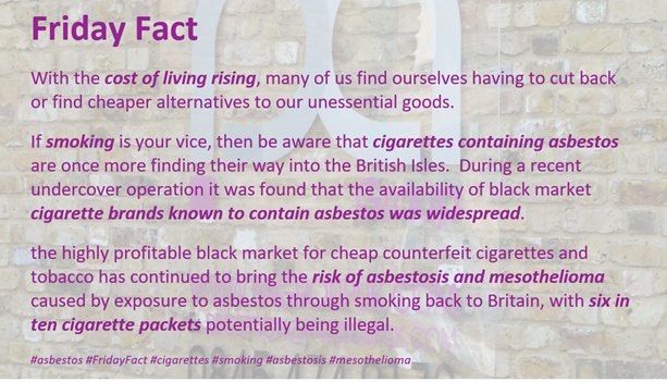 PAGroupUK's tweet photo. #asbestos #FunFactFriday  #smoking #asbestosis #meothelioma https://t.co/o8cyY67NlY