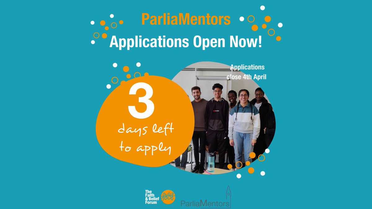 The Faith & Belief Forum (@faithbelieforum) on Twitter photo 🎓3 DAYS LEFT TO APPLY - ParliaMentors Applications🎓
Are you an aspiring leader? Do you want to create positive change? Then apply for our UN award-winning <a href="/ParliaMentors/">ParliaMentors</a> leadership programme today!
🎓Learn more and apply here before 4th April: faithbeliefforum.org/programme/parl… 🎓3 DAYS LEFT TO APPLY - ParliaMentors Applications🎓
Are you an aspiring leader? Do you want to create positive change? Then apply for our UN award-winning <a href="/ParliaMentors/">ParliaMentors</a> leadership programme today!
🎓Learn more and apply here before 4th April: faithbeliefforum.org/programme/parl…