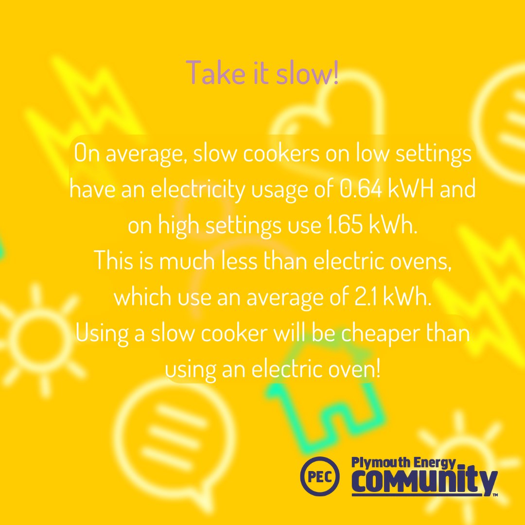 PECenergyteam's tweet photo. 🐢 April is all about taking it slow and dusting off your slow cooker.  They are more energy efficient than ovens and will use less electricity. Less electricity = more money saved!

#plymouth #energy #energysavingtip #electricity #slowcooker #cheaper #moneysavingtip #cooking https://t.co/3CGCIYILYR