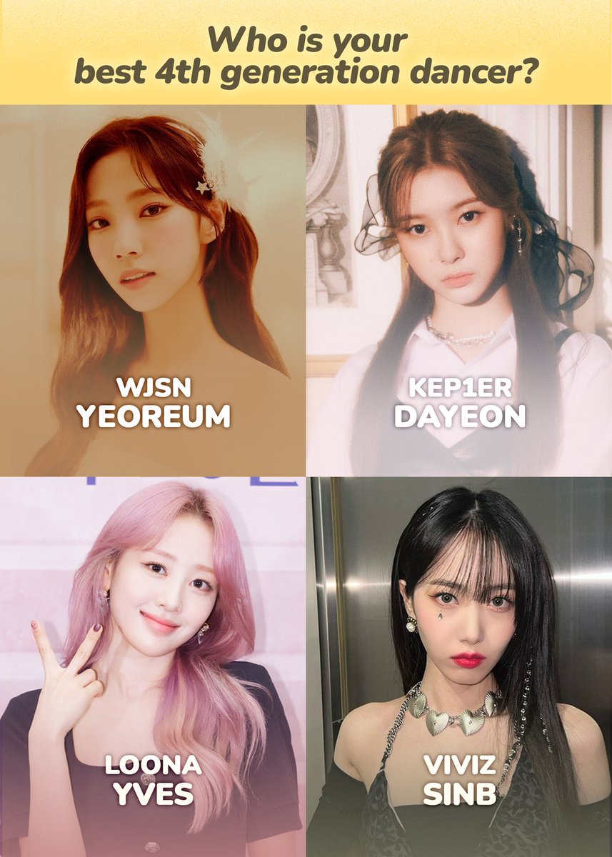 kooky__official's tweet photo. Who is the best 4th gen female dancer?

The #KookySpotlight poll is now officially open!

Double your idol's chances using both our app &amp; website👉https://t.co/KCatAZFVof

Do you agree with our top 4? Let us know below!

#WJSN #YEOREUM #KEP1ER #DAYEON #LOONA #YVES #VIVIZ #SINB https://t.co/v79qcfGOaN