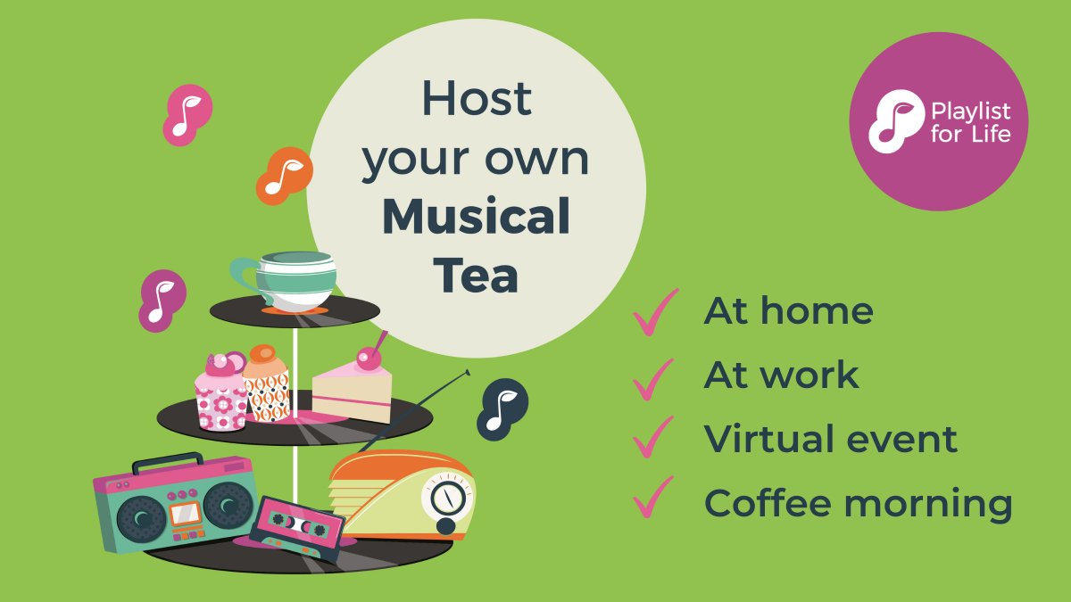PlaylistforLife's tweet photo. #MusicalTea Month has begun, and everyone is invited!
Help us raise awareness of the power of personal music for those living with #dementia throughout April by holding your very own Musical Tea event 🍰 🎶
Sign up to receive your free resource pack: https://t.co/vzE7KbYbDG https://t.co/Lj4vQ59maT