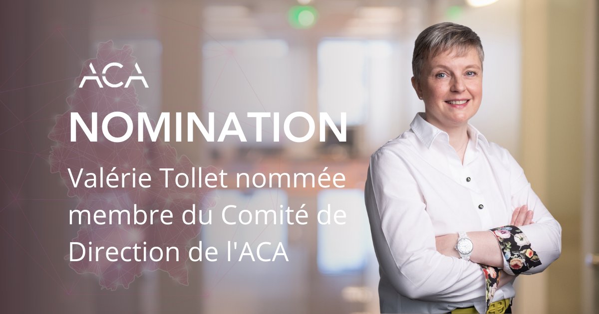 ACAluxembourg's tweet photo. [🗞️ News]  Nous sommes très heureux et fiers de vous annoncer la nomination de Valérie Tollet en tant que membre du Comité de Direction de l'ACA 👏

👉 https://t.co/MtHEogZjiN

#insurance #luxembourginsurance #reinsurance #finance #amplyfinginsurance #luxembourg #assurance https://t.co/jyjPmyOIsi