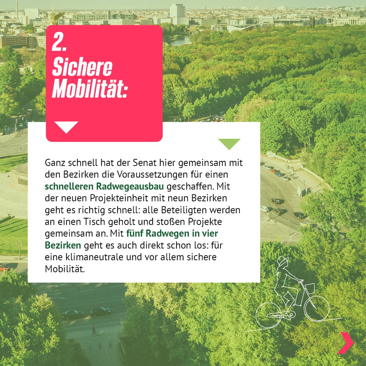 gruene_berlin's tweet image. Unsere drei grünen Senator*innen haben sich ein ambitioniertes #100TageProgramm überlegt. Die Bilanz nach 100 Tagen zeigt: sie haben geliefert! Wir schauen uns heute an, welche Ziele alle erreicht wurden 💪💚
Hier: @SenUMVKBerlin und unsere Senatorin @Bettina_Jarasch 👇(1/2)