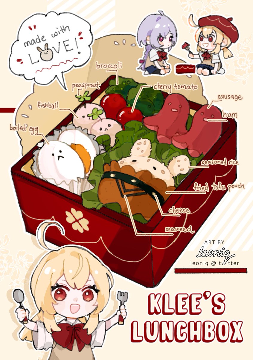 [hs au] yummy klee lunchbox , made with love

#GenshinImpact #原神 #klee 