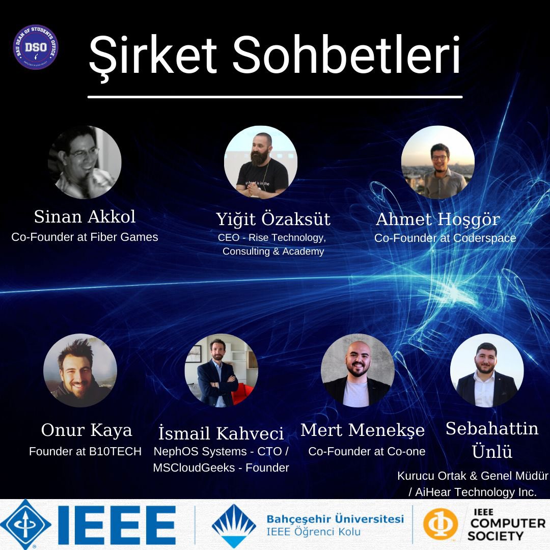 BAU_IEEE's tweet photo. CS komitemizin birbirinden değerli şirketlerin yöneticilerini ve kurucularını çağırdığı “Şirket Sohbetleri” zirvesi ile beraberiz. Etkinlik tarihleri aşağıda mevcuttur. Etkinliğimize bütün arkadaşlarımızı bekliyoruz.
Etkinlik katılım formu: https://t.co/Hhaui52Gh1
@baufens https://t.co/LJnlGpjtog